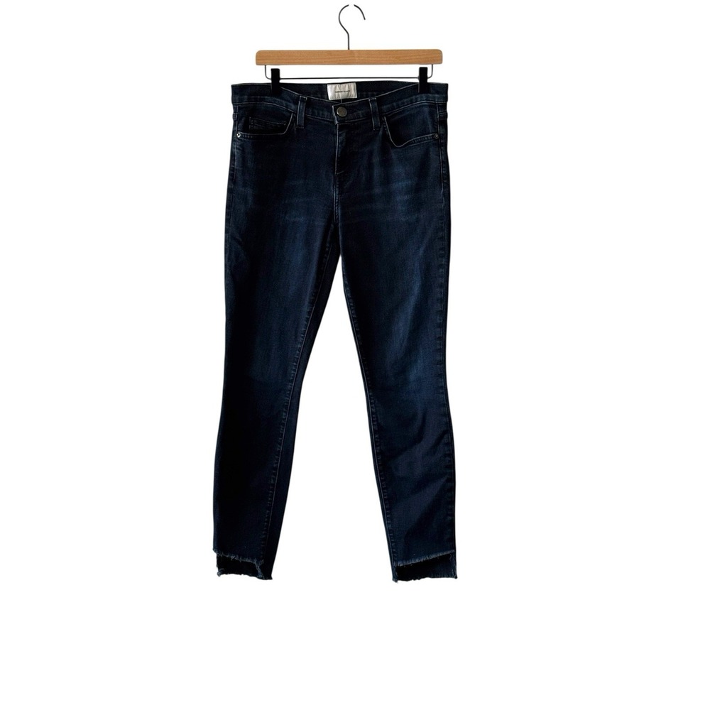 Current Elliott sz 31 Jeans High waist Stiletto Dark Blue With Uneven Hem